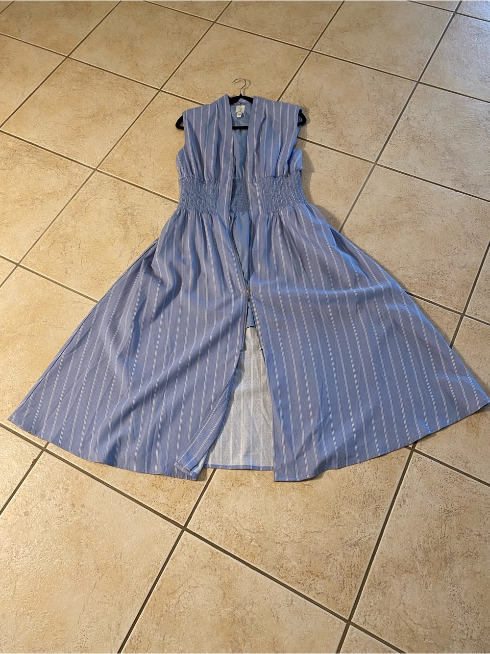 Joie Blue and White Striped Sleeveless Midi Dress/Duster